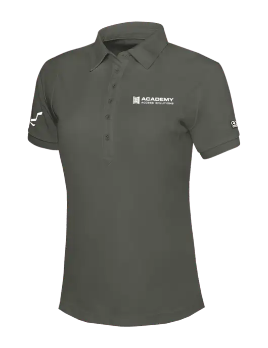 OGIO Womens Medium Grey Jewel Polo w/Academy Only Logo, Leo Logo
