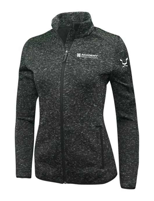 Black Heather Womens Sweater Fleece Jacket w/Academy Only Logo, Leo Logo