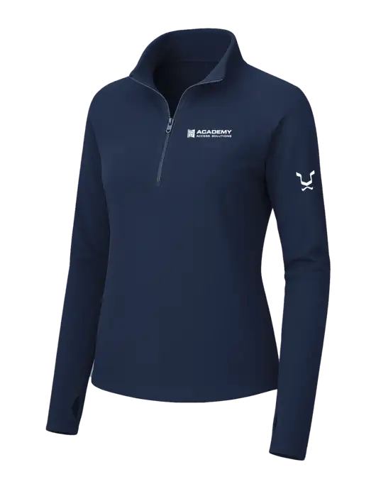 Womens Navy Microfleece 1/2 Zip Pullover w/Academy Only Logo, Leo Logo