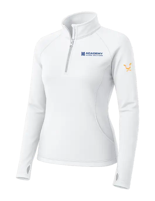 White Womens Sport Wick Stretch 1/4 Zip Pullover w/Academy Only Logo, Leo Logo