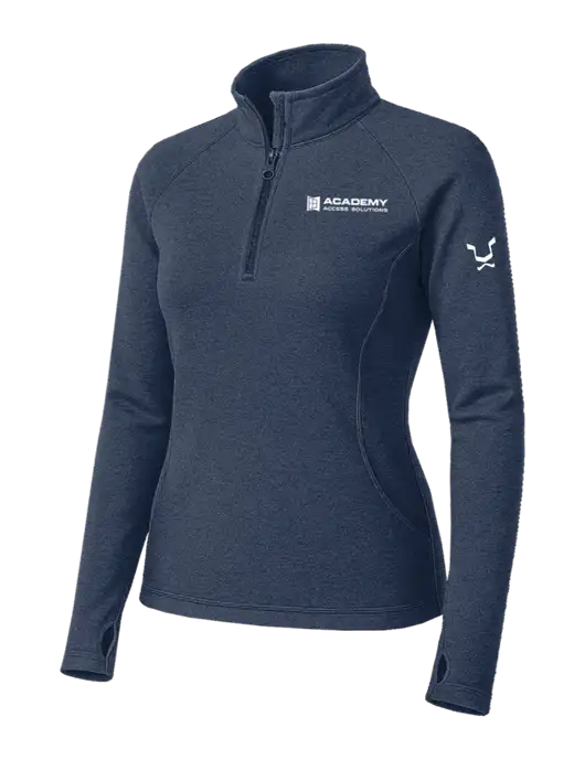 Navy Heather Womens Sport Wick Stretch 1/4 Zip Pullover w/Academy Only Logo, Leo Logo