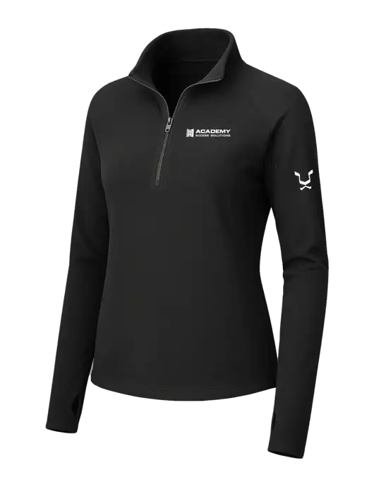 Womens Black Microfleece 1/2 Zip Pullover w/Academy Only Logo, Leo Logo