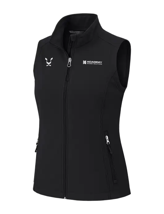 Black Womens Core Soft Shell Vest w/Academy Only Logo, Leo Logo