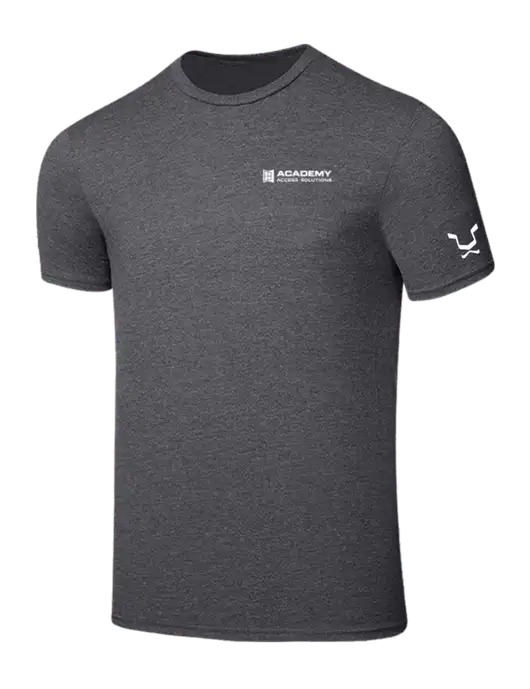 Seriously Soft Heathered Charcoal T-Shirt w/Academy Only Logo, Leo Logo