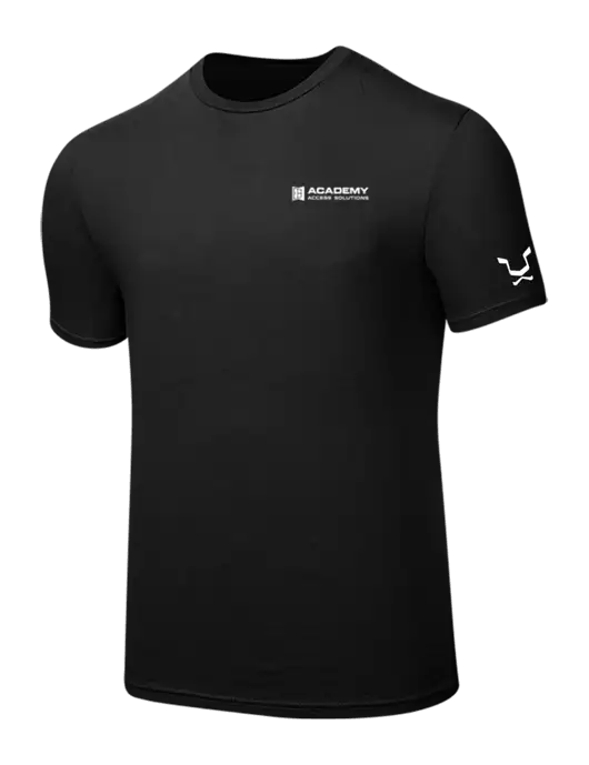 Seriously Soft Black T-Shirt w/Academy Only Logo, Leo Logo