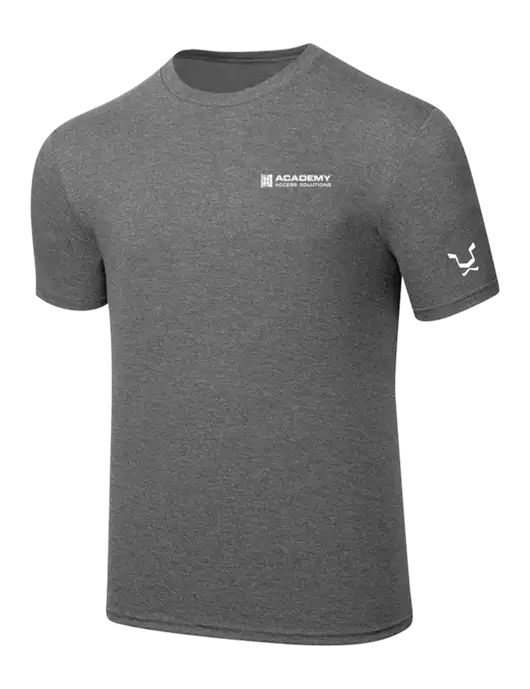 Simply Soft Heathered Medium Grey 4.5oz  Poly/Combed Ring Spun Cotton T-Shirt w/Academy Only Logo, Leo Logo