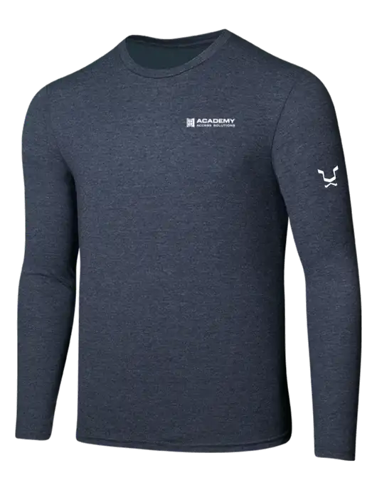 Seriously Soft Heathered Navy Long Sleeve T-Shirt w/Academy Only Logo, Leo Logo
