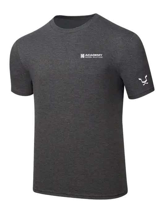 Simply Soft Heathered Charcoal 4.5oz  Poly/Combed Ring Spun Cotton T-Shirt w/Academy Only Logo, Leo Logo