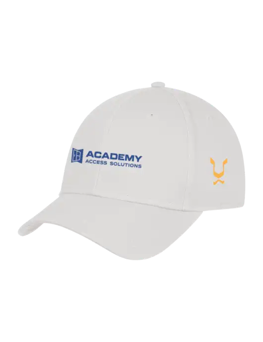 White Structured Cap Hook & Loop w/Academy Only Logo, Leo Logo
