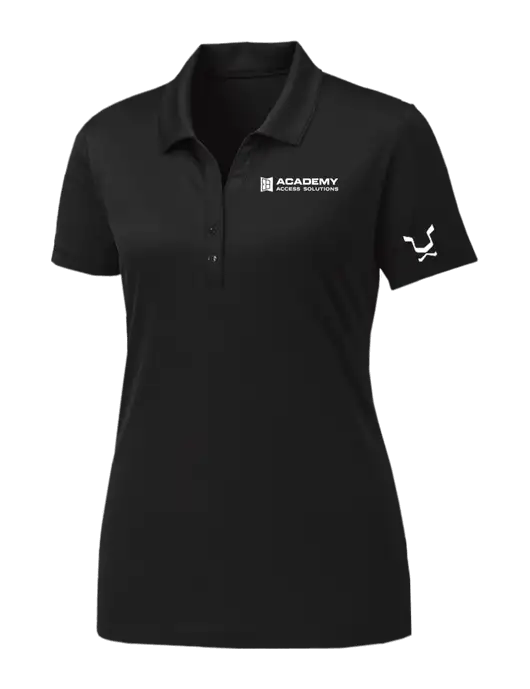Womens Black PosiCharge Competitor Polo w/Academy Only Logo, Leo Logo