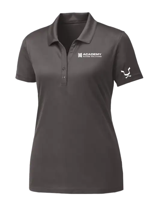 Womens Dark Grey PosiCharge Competitor Polo w/Academy Only Logo, Leo Logo