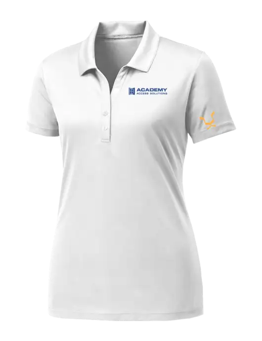 Womens White PosiCharge Competitor Polo w/Academy Only Logo, Leo Logo