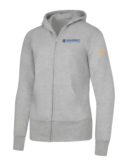 Grey Heather Womens Core Fleece Full-Zip Hooded Sweatshirt w/Academy Only Logo, Leo Logo