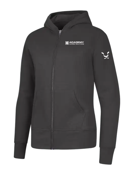 Charcoal Womens Core Fleece Full-Zip Hooded Sweatshirt w/Academy Only Logo, Leo Logo