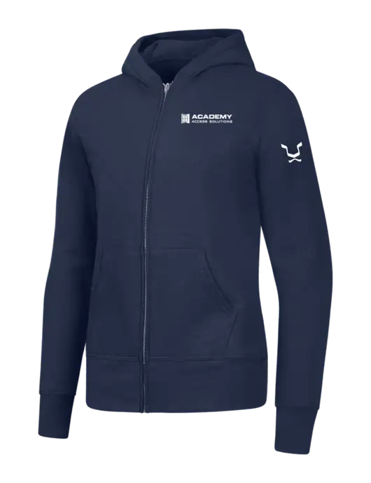 Navy Womens Core Fleece Full-Zip Hooded Sweatshirt w/Academy Only Logo, Leo Logo