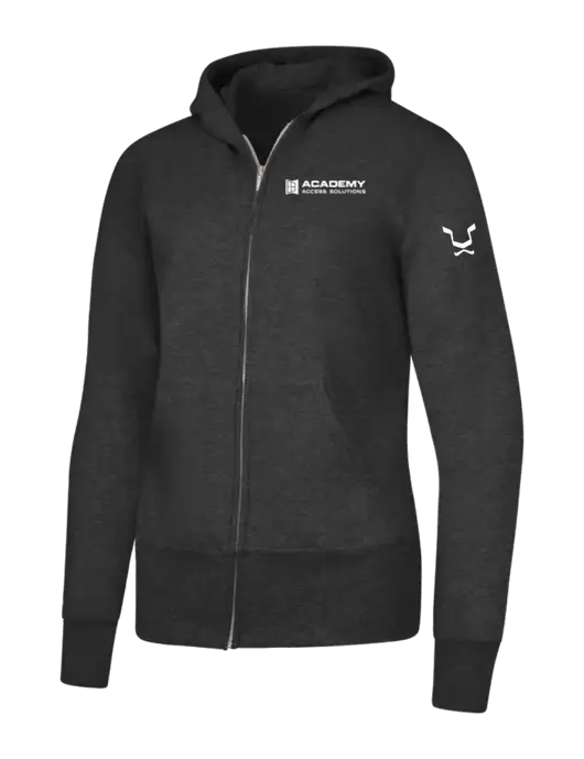 Dark Heather Grey Womens Core Fleece Full-Zip Hooded Sweatshirt w/Academy Only Logo, Leo Logo