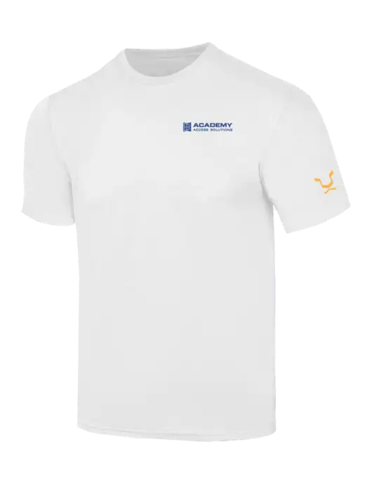 Simply Soft White 4.5oz  Poly/Combed Ring Spun Cotton T-Shirt w/Academy Only Logo, Leo Logo