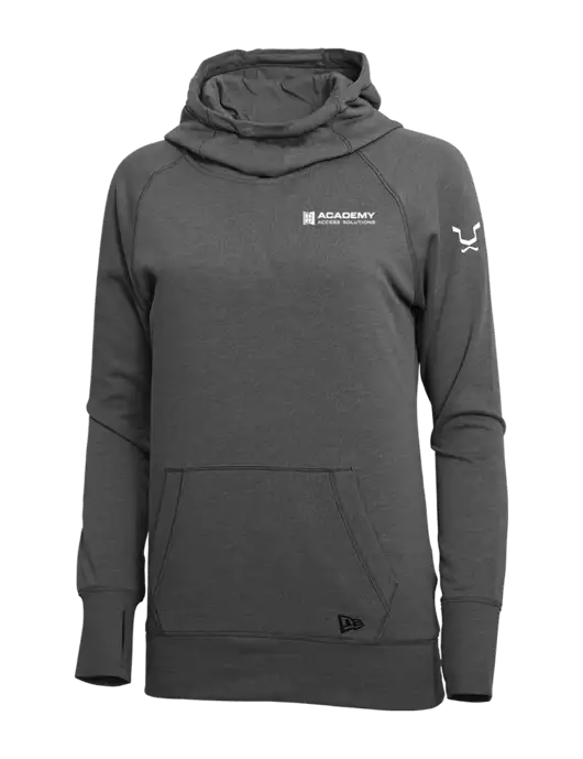 New Era Black Heather Womens Tri-Blend Fleece Pullover Hoodie w/Academy Only Logo, Leo Logo