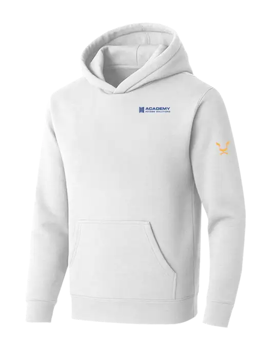 BELLA+CANVAS Heathered White Sponge Fleece Pullover Hoodie w/Academy Only Logo, Leo Logo