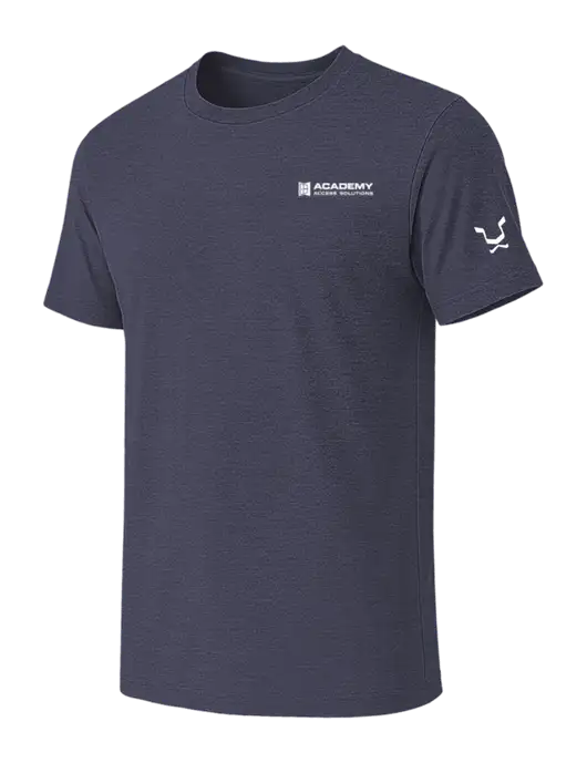 BELLA+CANVAS Heather Navy CVC Short Sleeve Tee w/Academy Only Logo, Leo Logo