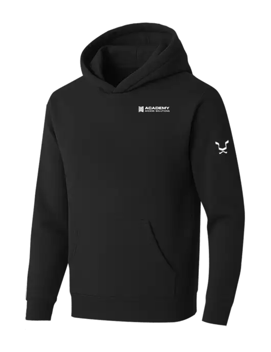 BELLA+CANVAS Black Sponge Fleece Pullover Hoodie w/Academy Only Logo, Leo Logo