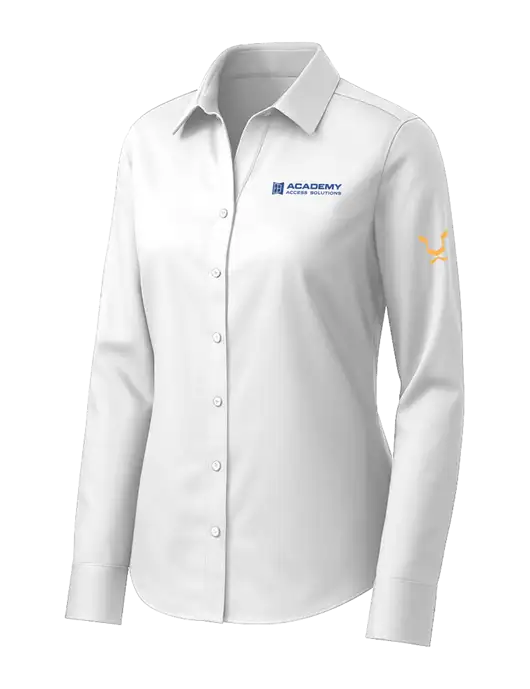 Brooks Brothers Womens White Wrinkle-Free Stretch Pinpoint Shirt w/Academy Only Logo, Leo Logo