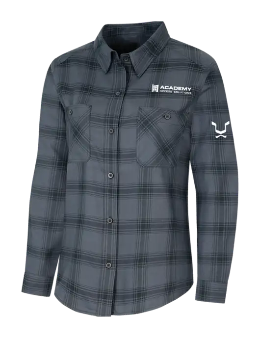 Womens Grey/Black Plaid Flannel Shirt w/Academy Only Logo, Leo Logo