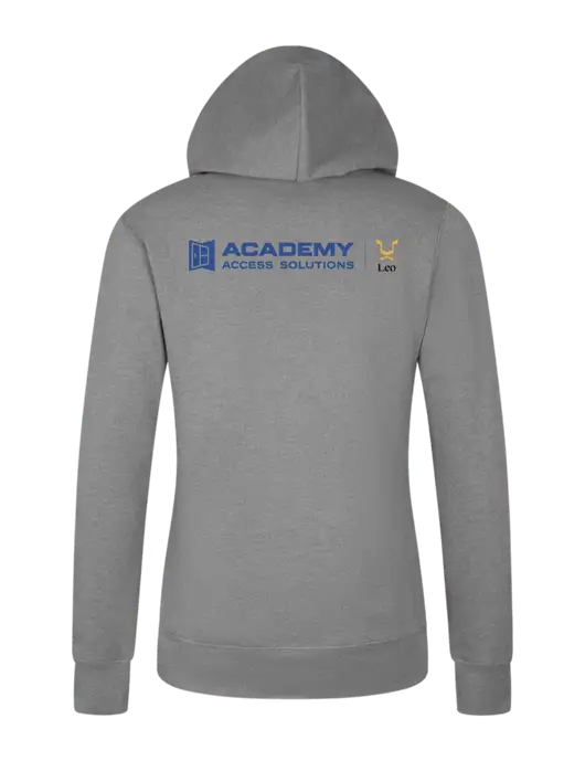 Womens Light Grey Heather Core Fleece Pullover Hooded Sweatshirt w/Academy x Leo Logo, Academy Only Logo
