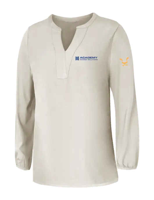 Mercer+Mettle Womens Ivory Stretch Crepe 3/4 Sleeve Blouse w/Academy Only Logo, Leo Logo