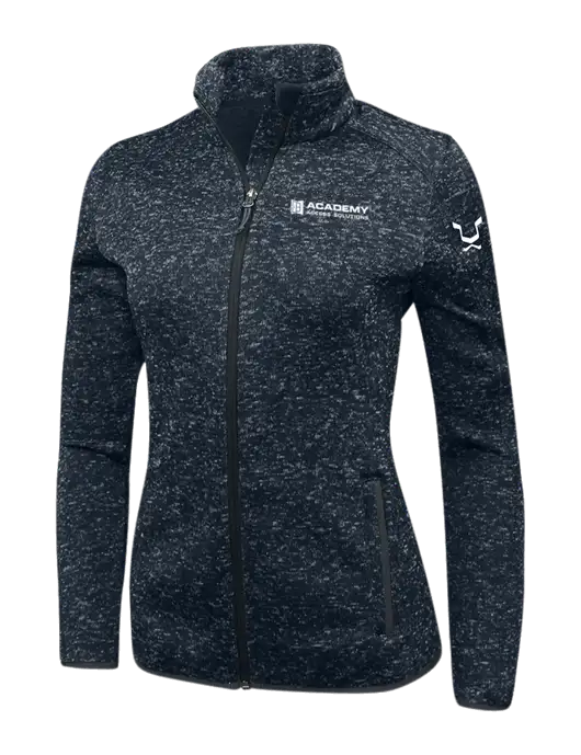 Navy Heather Womens Sweater Fleece Jacket w/Academy Only Logo, Leo Logo