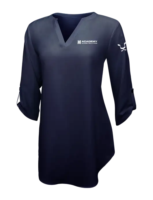 Navy Womens 3/4 Sleeve Tunic Blouse w/Academy Only Logo, Leo Logo