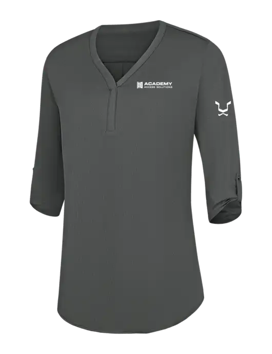 Womens Dark Grey City Stretch 3/4-Sleeve Tunic w/Academy Only Logo, Leo Logo