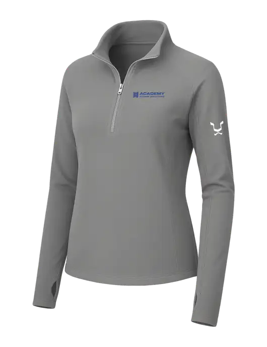 Womens Medium Grey Microfleece 1/2 Zip Pullover w/Academy Only Logo, Leo Logo