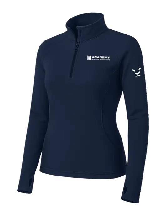 Navy Womens Sport Wick Stretch 1/4 Zip Pullover w/Academy Only Logo, Leo Logo