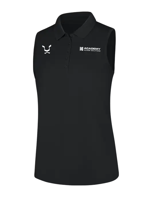 Womens Black Dry Zone UV Micro-Mesh Sleeveless Polo w/Academy Only Logo, Leo Logo