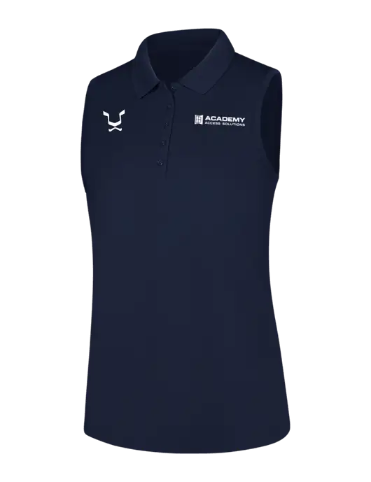 Womens Navy Dry Zone UV Micro-Mesh Sleeveless Polo w/Academy Only Logo, Leo Logo
