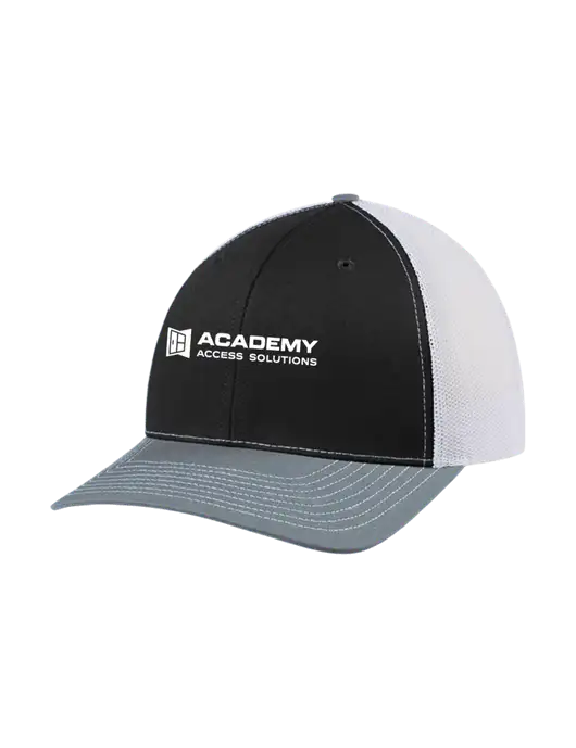 Richardson Adjustable Snapback Original 112 Trucker Cap Black/Light Heather Grey/White Mesh w/Academy Only Logo