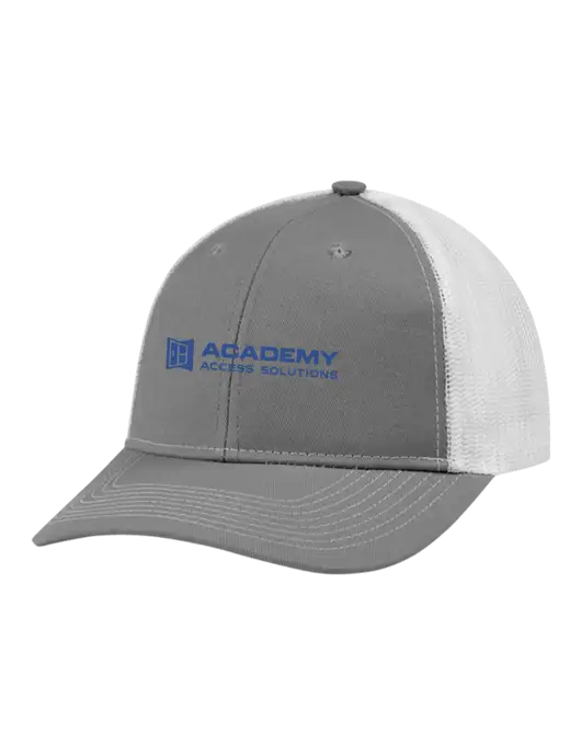 Snapback Ponytail Trucker Cap Light Medium Heather Grey w/White Mesh w/Academy Only Logo