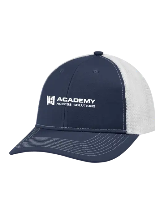 Snapback Ponytail Trucker Cap Navy w/White Mesh w/Academy Only Logo
