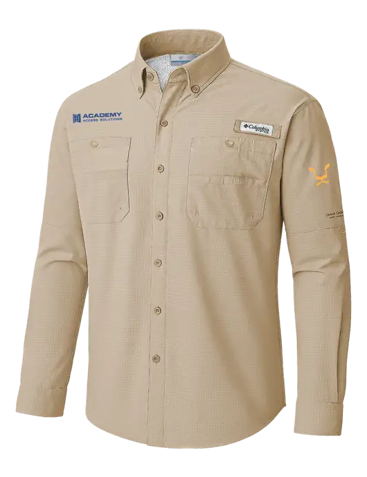 Columbia Fossil PFG Tamiami II Long SleeveShirt w/Academy Only Logo, Leo Logo