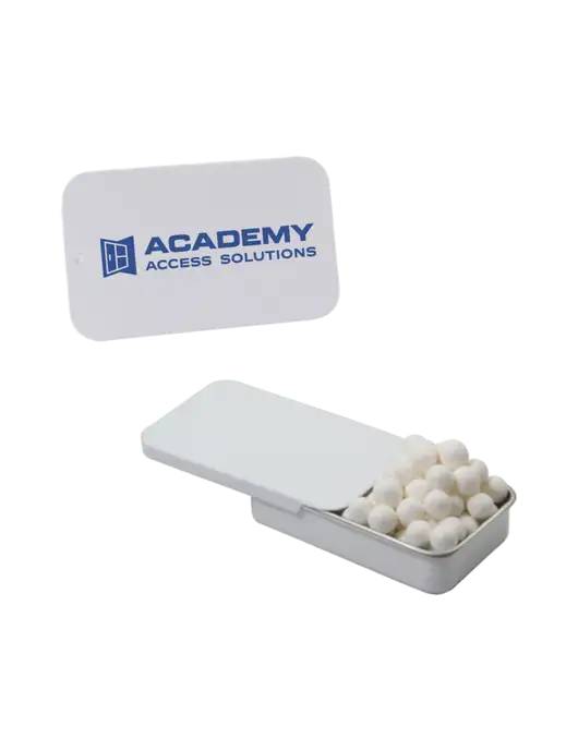 Signature Peppermints In White Slider Tin w/Academy Only Logo