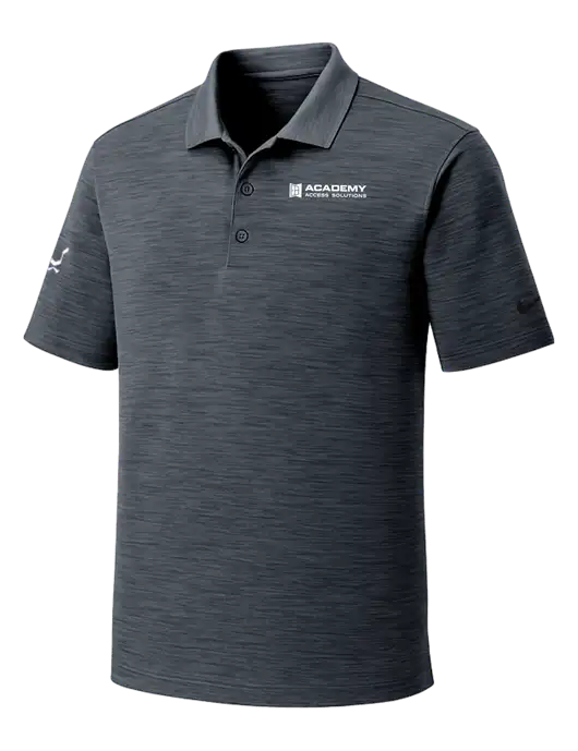 Nike Dri-FIT Dark Grey Striated Polo w/Academy Only Logo, Leo Logo