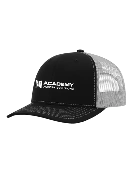 Richardson Adjustable Snapback Original 112 Trucker Cap Black w/White Mesh w/Academy Only Logo