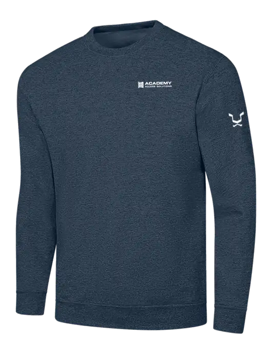 Heather Navy 7.8 oz Ring Spun Crew Sweatshirt w/Academy Only Logo, Leo Logo