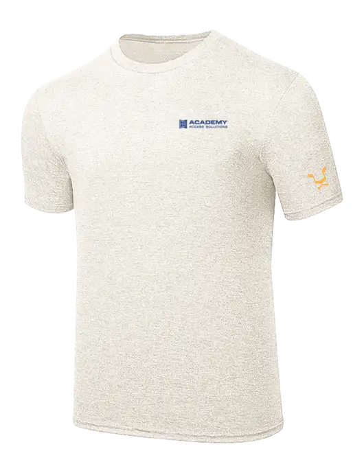 Simply Soft Very Light Tan Heather 4.5oz Poly/Combed Ring Spun Cotton T-Shirt w/Academy Only Logo, Leo Logo