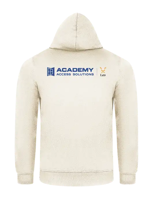 Very Light Tan 7.8 oz Ring Spun Hooded Sweatshirt w/Academy x Leo Logo, Academy Only Logo